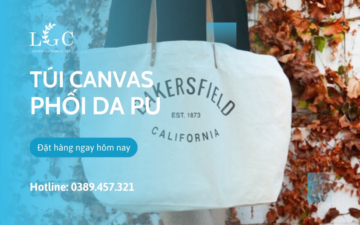 túi vải canvas phối da PU