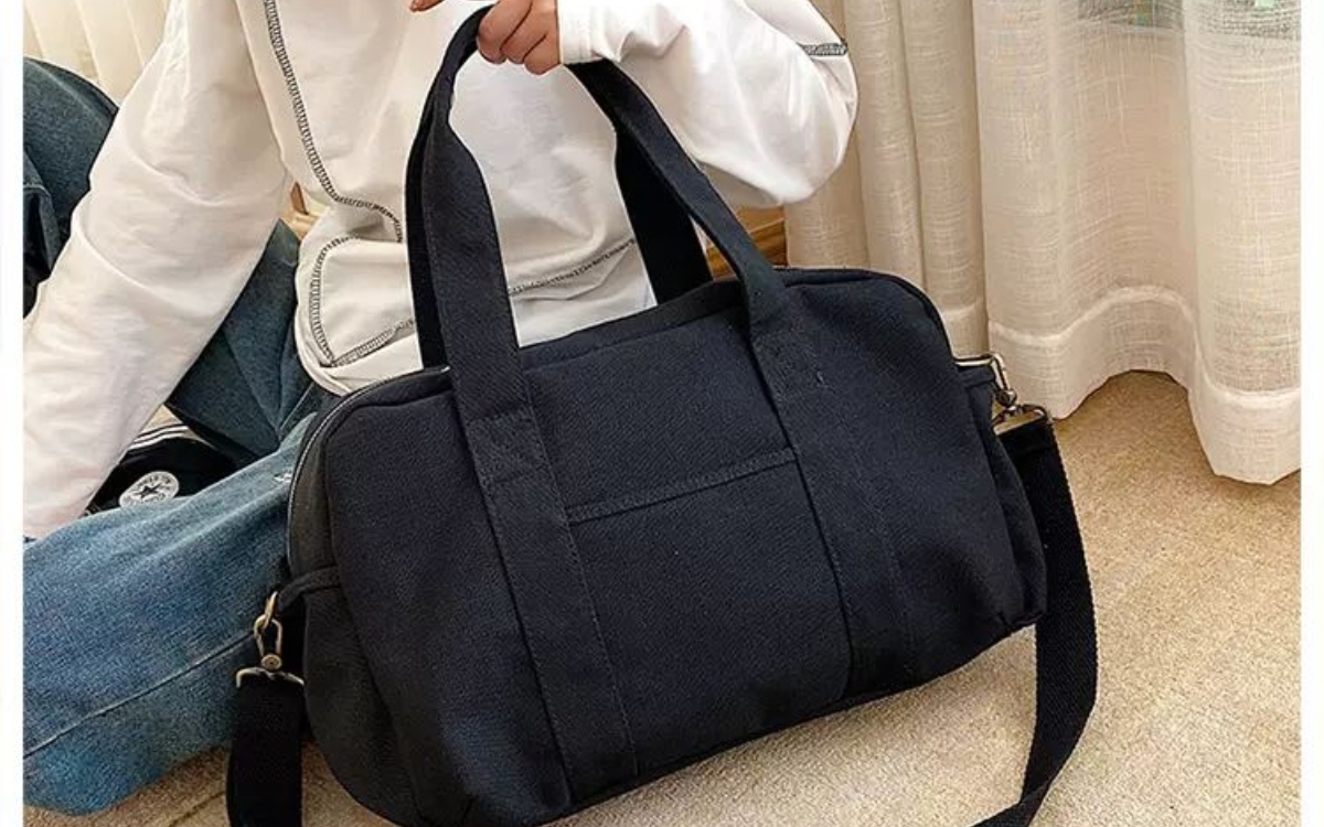Túi xách vải canvas màu đen