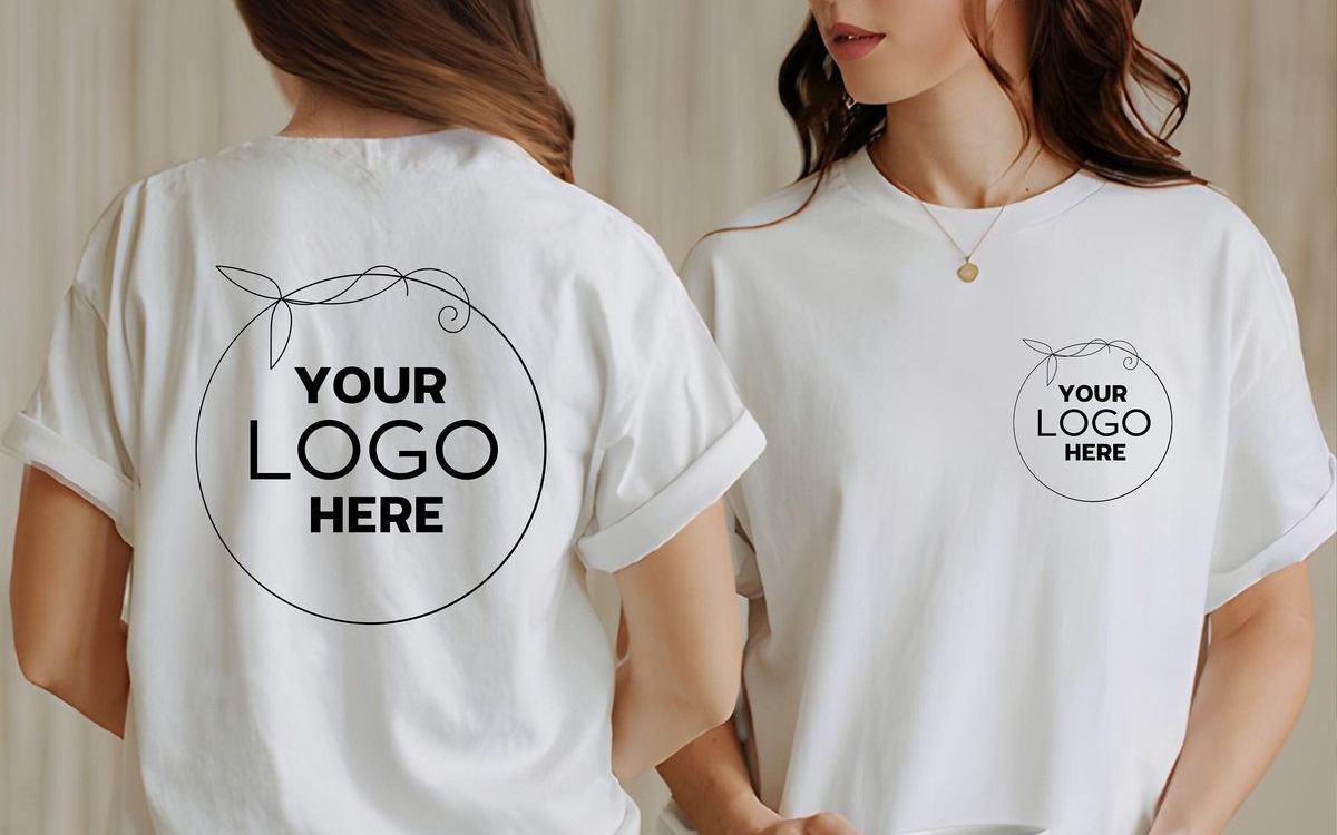 Áo thun cổ tròn in logo trước sau