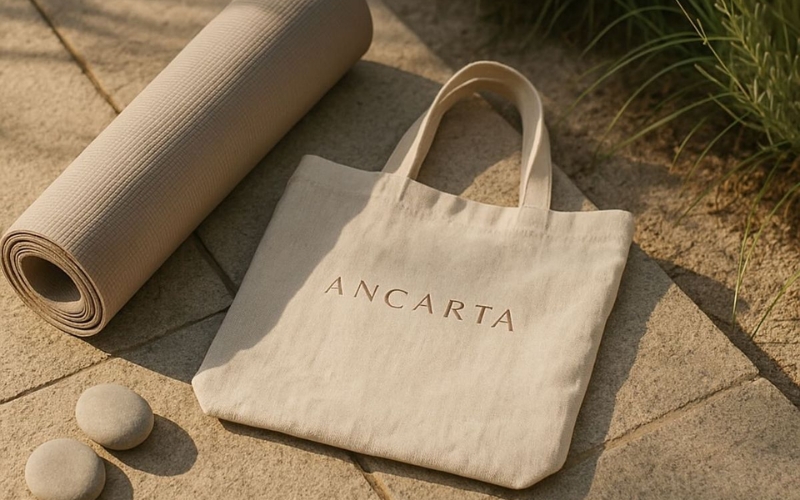 Túi tote màu trắng in logo thương hiệu