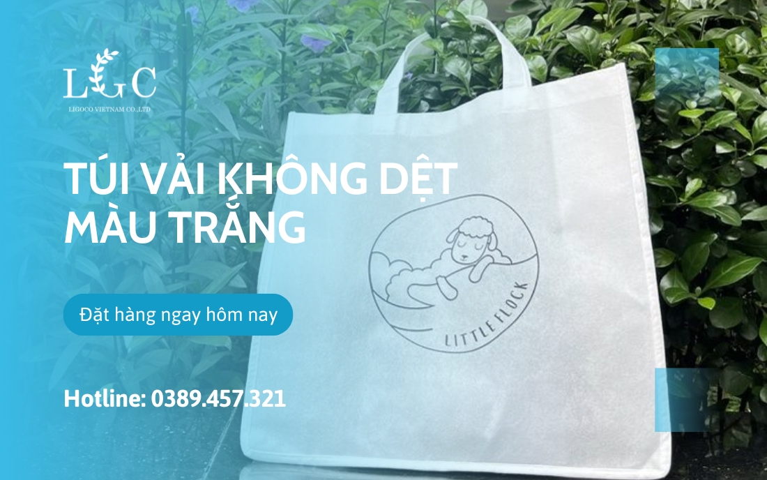 Túi vải không dệt màu trắng