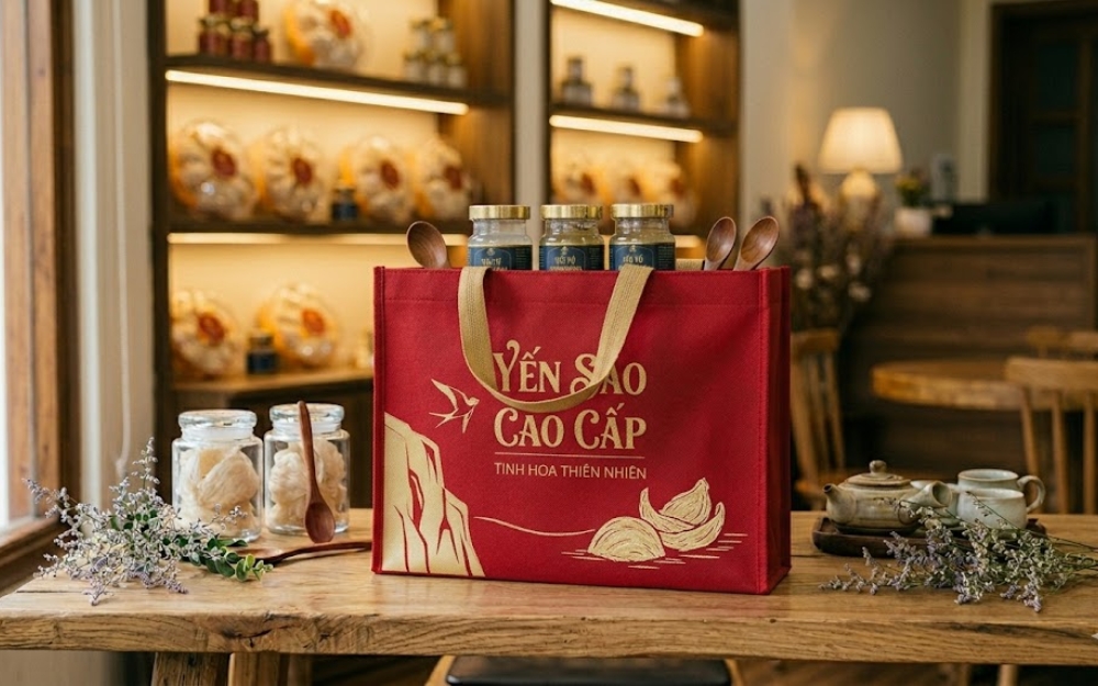 Túi yến sào hình hộp có nút bấm